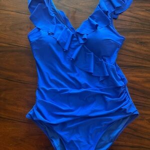Blue Ruffled Swimsuit